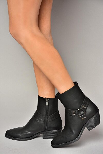 Fox Shoes T404400609 Siyah Kalın Topuklu Kadın Bot