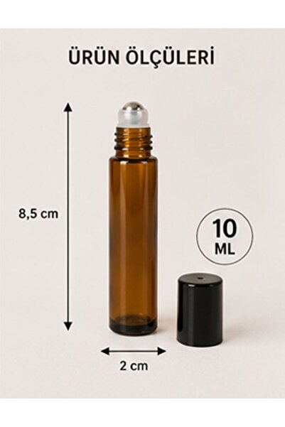Kozpak 1 Adet 10 ml Amber Cam Roll-On Şişe Çelik Bilyeli Siyah Kapaklı Parfüm...