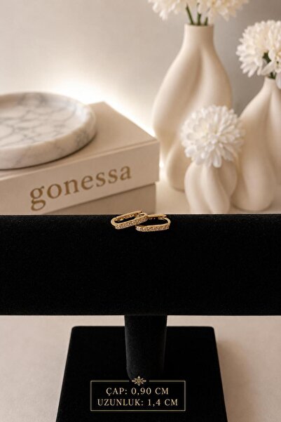 GONESSA Xuping Zircon Stone Minimal Gold Earrings