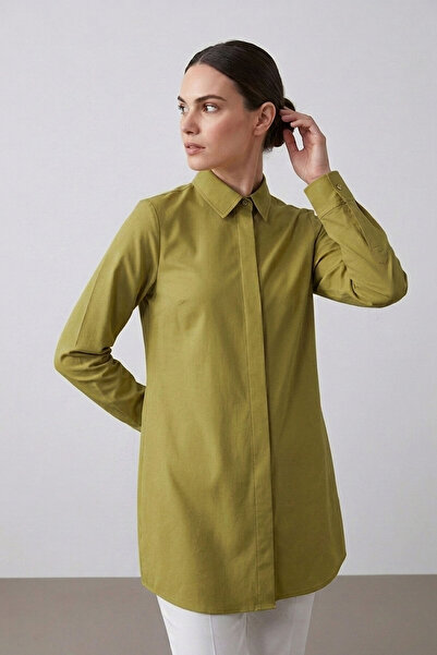 Şiir Elora Comfortable Fit Hidden Button Terikoton Boyfriend Women's Shirt & ...