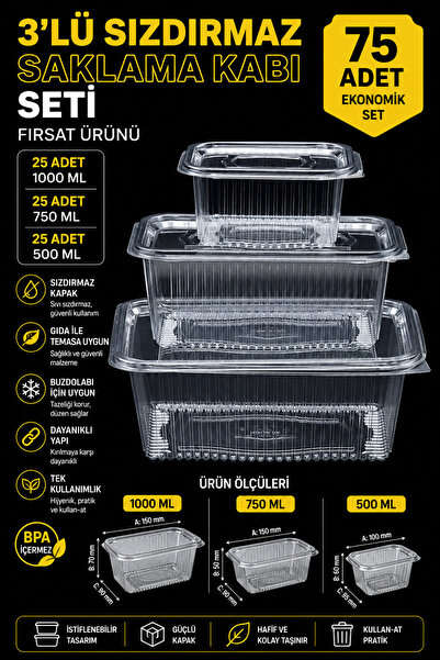 YOK YOK AMBALAJ Plastik Sızdırmaz Kap Kullan At Tek Kullanımlık Plastik Kapak...