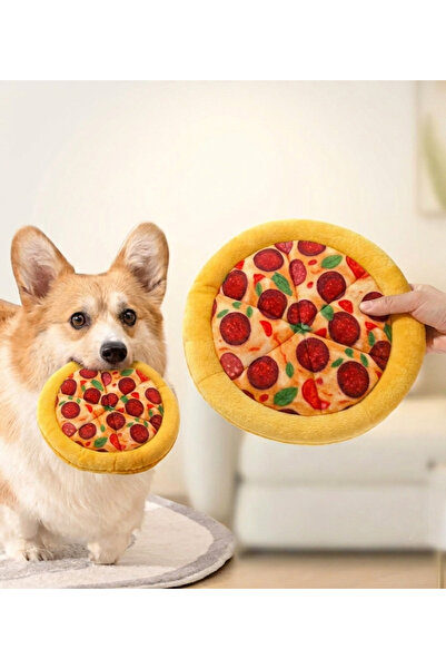 toysme Plush Pizza Shaped Dog Toy - Squeaky, Suitable for Small and Large Dogs