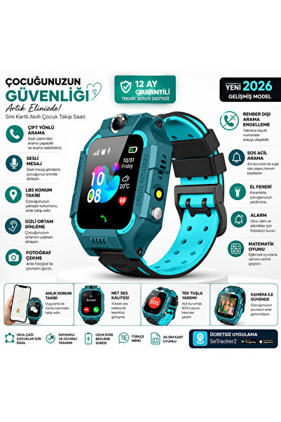 on time tech Kameralı Çocuk Takip Saati Sim Kartlı Gps Konum Akıllı Saat-yeşi...