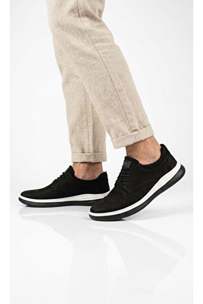 ATA AYAKKABI Men's Black Casual Shoes Inner and Outer Genuine Leather Ultra L...