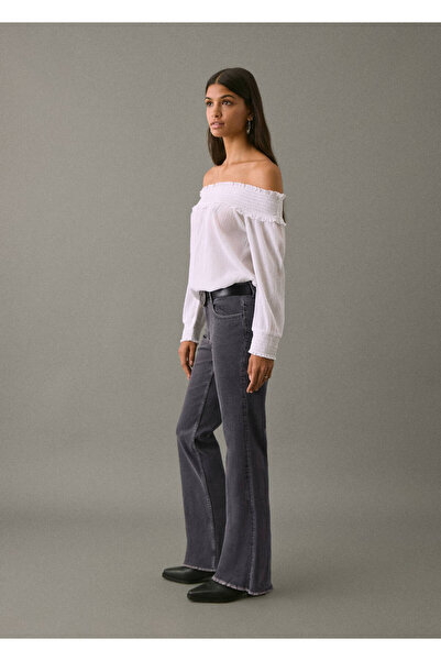 Mango Teen Dikişsiz flare jean pantolon