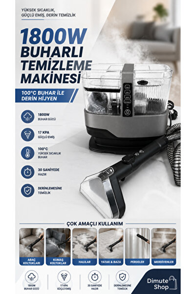 Dimute Shop Buharlı Koltuk ve Halı Temizleme Makinesi Spot Cleaner Güçlü Vaku...