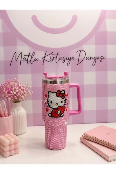 Hello Kitty TAŞLI 1200 ML ÇELİK MATARA