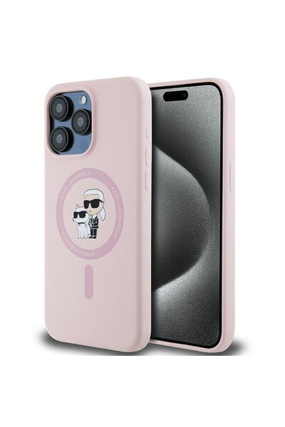 Karl Lagerfeld Husa pentru iPhone 15 Pro - Silicone MagSafe (KLHMP15LSCMKCRHP...