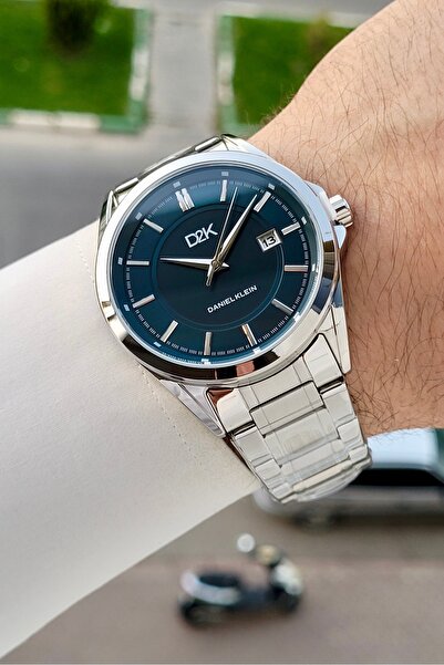 Daniel Klein Dial Blue Cord Silver Color 42.5 mm Men's Wristwatch with Gift P...