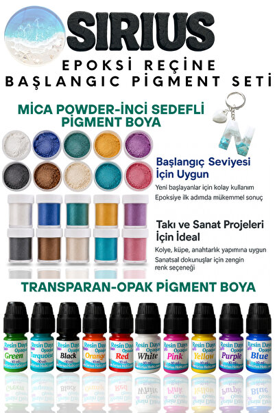 Sirius Hobi Epoksi Reçine Başlangıç Boya Seti – 20 Renk (İnci Sedefli Mica + ...