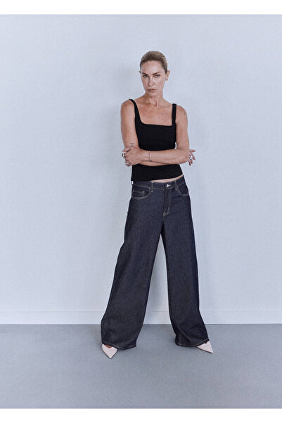 MANGO Woman Wide leg düşük belli jean pantolon