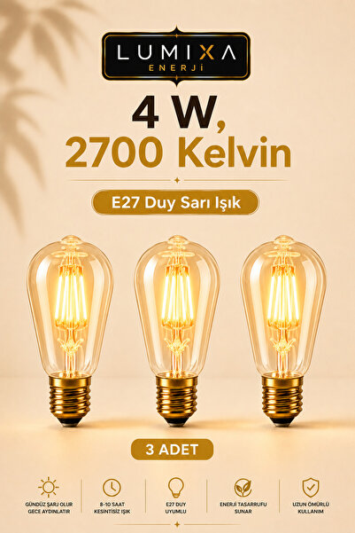 ZMR LUMIXA 4W 2700K RUSTİK AMPUL AMBER 3ADET