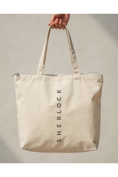 buzagi tasarım ürünleri Sherlock Zippered Lined Gusseted Canvas Bag 35 X 40 cm