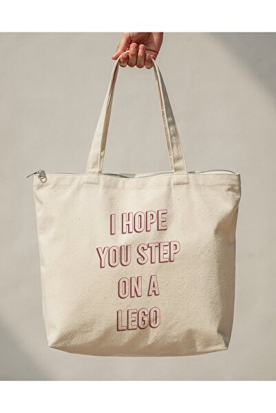 buzagi tasarım ürünleri Step on a Lego Zippered Lined Gusseted Canvas Bag 35 ...
