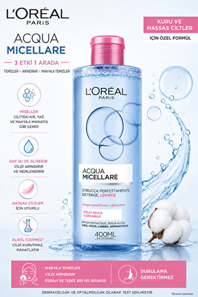 L'Oreal Paris Micellar Soft Makyaj Temizleme Suyu 400ml