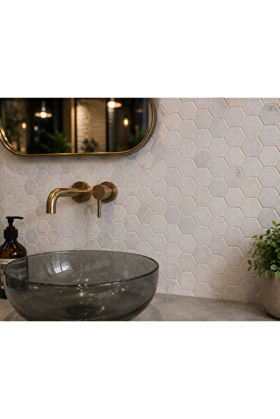 Pietramosaic 2 INCH HEXAGON MUGLA BEYAZI ESKİTME MOZAİK