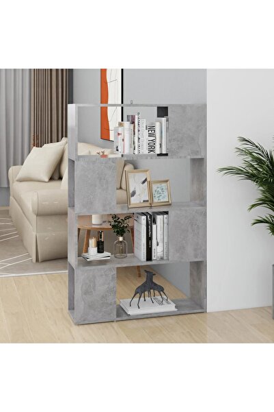 Concept Bibliotecă/Separator cameră, gri beton, 80x24x124,5 cm, PAL