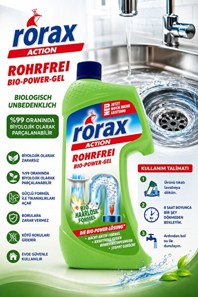 Rorax Bio-power Jel Lavabo Açıcı 1lt Doğa Dostu Çevreci Tekne - Yat - Karavan