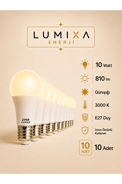 ZMR LUMIXA 10 WATT 810 LM GÜNIŞIĞI RENK AMPUL 10 ADET