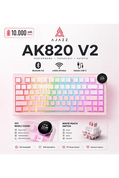 Coverzone Manyetik Oyuncu Klavyesi 8K Hz RGB Bluetooth TFT Ekran USB-C Kablos...