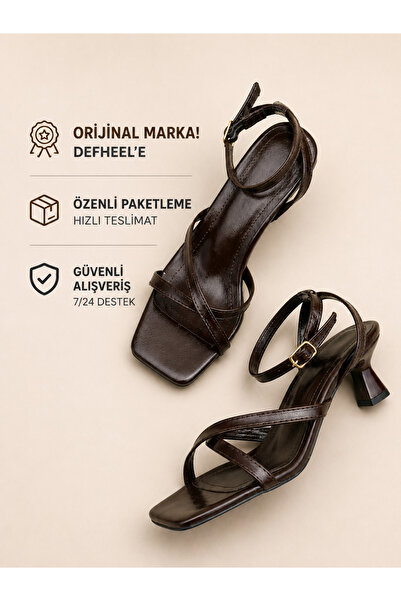 yezy shoes Kadın Acı Kahve Kısa Topuklu Ayakkabı Sandalet 5 cm