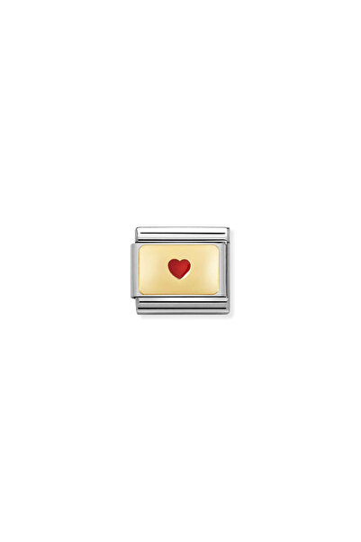 NOMİNATİON Composable Classic Plates Steel , Enamel And 18k Gold Small Heart