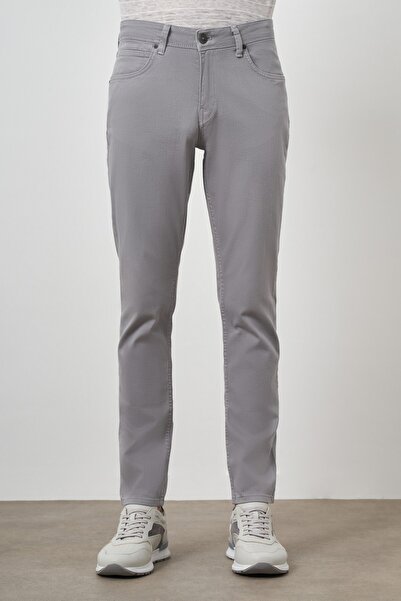 Morven Pantaloni de blugi slim din bumbac gri pentru bărbați, cu 5 buzunare