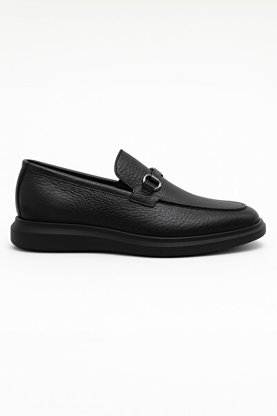 Morven Ανδρικά μαύρα δερμάτινα παπούτσια casual με ζώνη