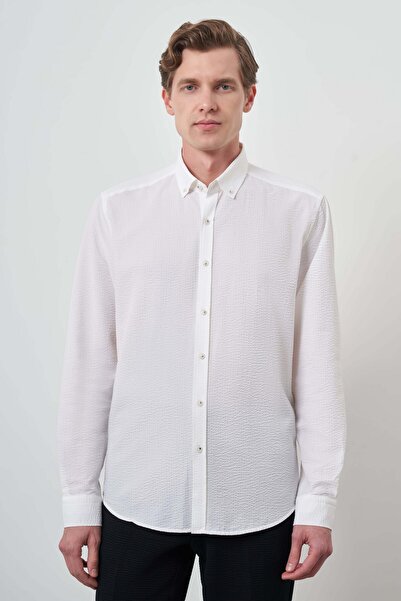 Morven Cămașă albă din bumbac Trend Dynamic Fit pentru bărbați