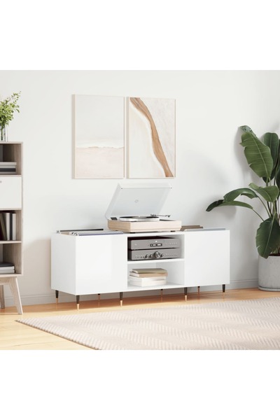 Concept Dulapuri pentru discuri alb lucios 121x38x48 cm, lemn prelucrat