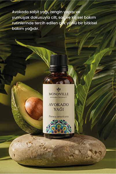 Monoville Avokado Yağı 30 ml Soğuk Sıkım Saf ve Doğal (Avocado Oil)