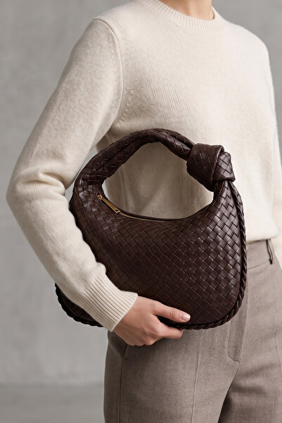 Vintage Model Knitted Leather Women's Medium Hand, Sleeve, Shoulder Bag