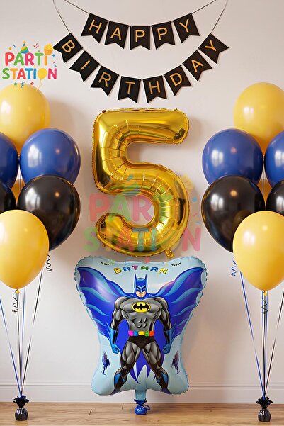 Parti Station Batman 5 Yaş Balon Set Batman Konsept Doğum Günü Balon Set