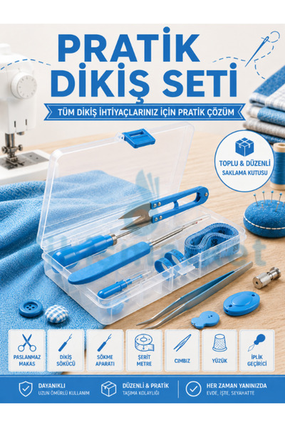 dm dikişmarket Özel Kutulu 11 Parça Mini Dikiş Seti Mezura ip kesicili Yüzük ...