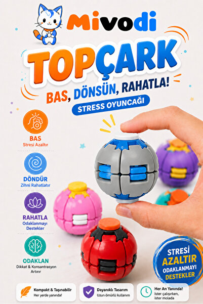 Mivodi Hobinin 3 Boyutlu Hali Topçark — Dance, Turn, Relax! Stress Toy (Gray)