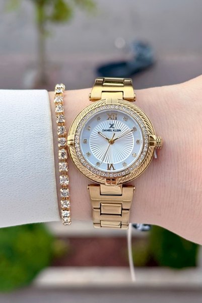 Daniel Klein Sarı Renk 24 Ay Garantili 32 Mm Kadın Kol Saati ve Bileklik