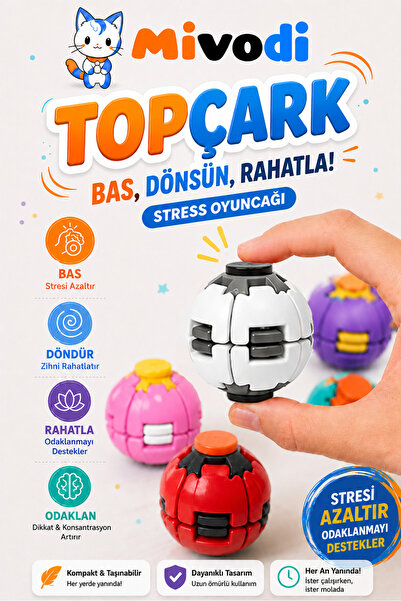 Mivodi Hobinin 3 Boyutlu Hali Topçark — Bas, Dönsün, Rahatla! Stress Oyuncağı...