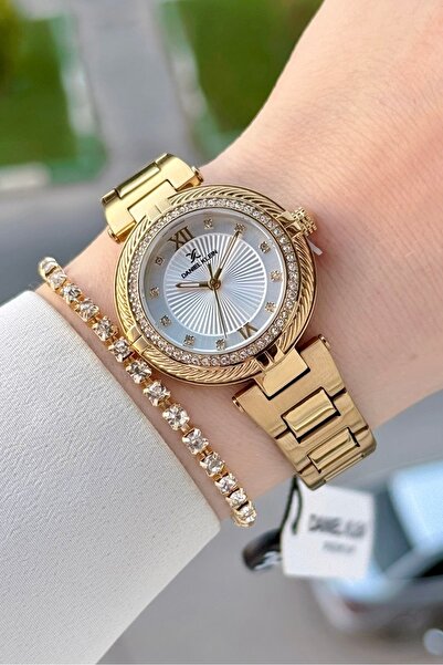 Daniel Klein Gold Renk Hediye Paketli 32 Mm Kadın Kol Saati ve Bileklik