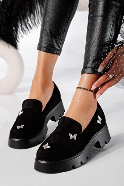 Zaira Pantofi casual dama negri din piele ecologica intoarsa Ivi #24435