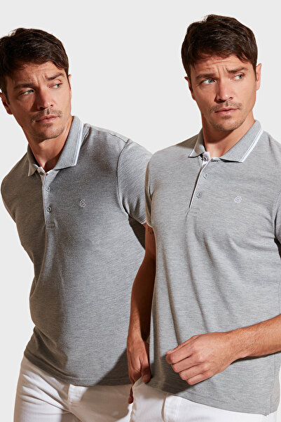 Buratti Βαμβακερό T-shirt με κουμπιά και γιακά πόλο, κανονική εφαρμογή, 2 τεμ...