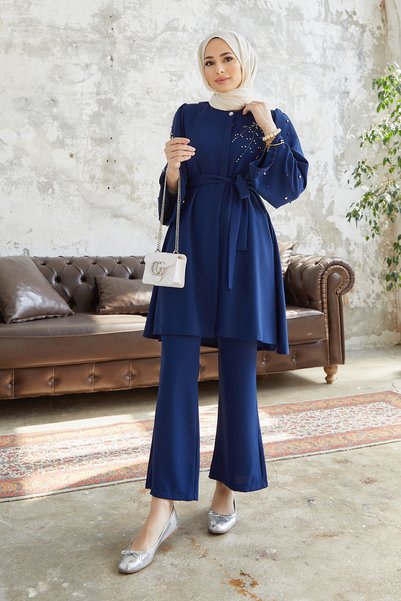 VAVİNOR Rina Tunik Pantolon Takım - Indigo
