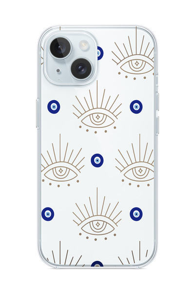 3GEN CASE iPhone 13/iPhone 14 Uyumlu Mistik Nazar Desenli Şeffaf Silikon Kılıf