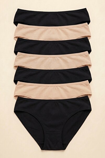 Moda Style Büyük Beden Kadın Bikini Külot 7'li Paket Pamuklu Karışık Renk Rah...