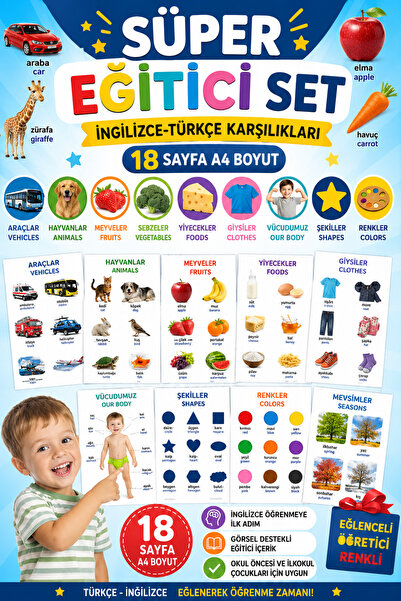 Organik Yolda SÜPER EĞİTİCİ SET, Araçlar, Hayvanlar, Meyveler, Yemekler vb. İ...