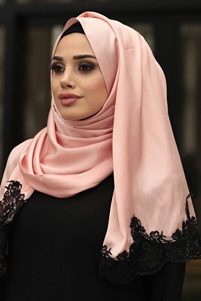 Neva Style Şal cu aspect de mătase cu dantelă 1045