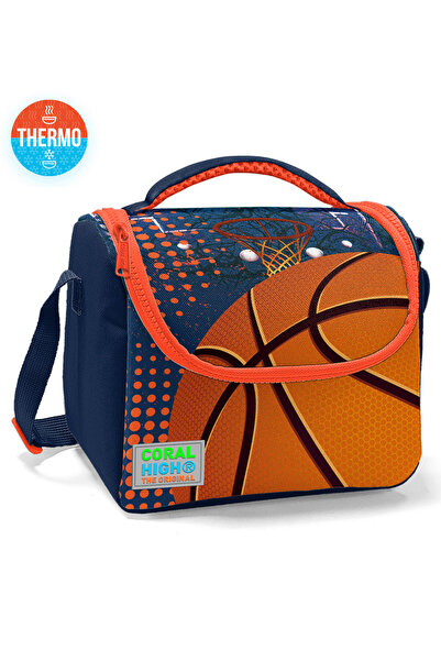 Coral High 11766 حقيبة غداء حرارية للأطفال بنمط كرة السلة باللون البرتقالي وا...