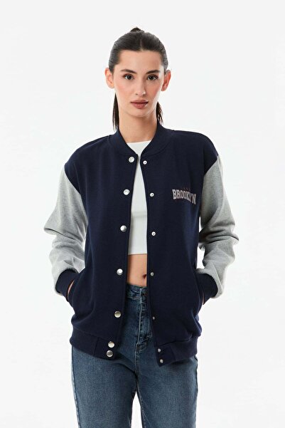 Fulla Moda Jachetă de colegiu cu imprimeu Brooklyn