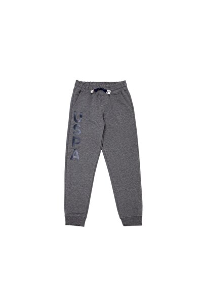 U.S. Polo Assn. Αγορίστικο παντελόνι φόρμας με στενό πόδι σε γκρι μελανζέ Ama...