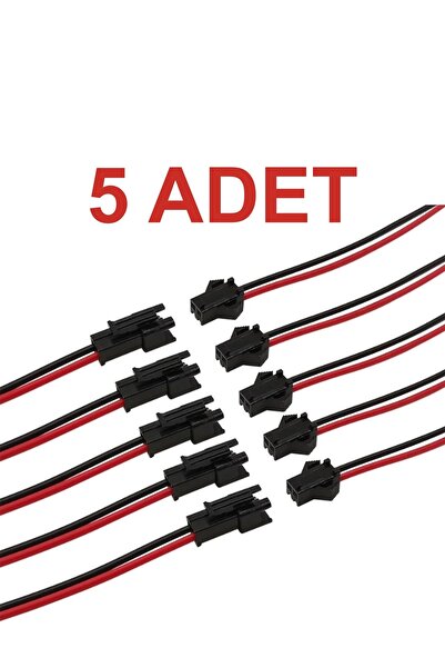 Rodevino 5 Adet 2 Pin Kablolu Konnektör Takımı IC-261J-2 Erkek Dişi JST SM