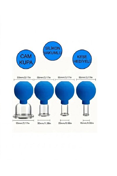 MİYANG Silikon Vakumlu Cam Masaj Kupası Kuru Kupa 4lü Set